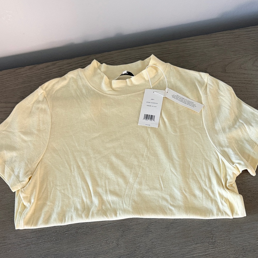 NWT Vince 100%Pima cotton mock neck butter yellow tee!